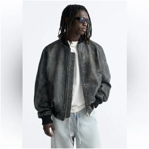 Zara Mens Vintage style distressed leather jacket